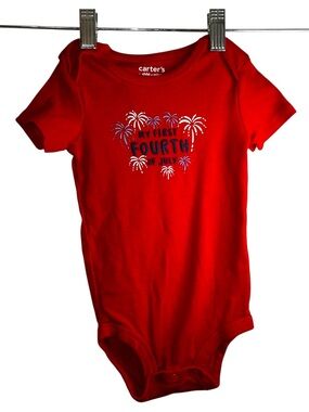 Carter's Child of Mine "My First Fourth of July" Baby Bodysuit Red Fireworks